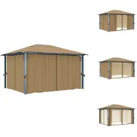 vidaXL Pavillon avec rideau 400x300 cm Taupe Aluminium - Pavillons & Tentes de réception