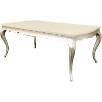 Casa Padrino Table de salle à manger Art Déco Crème / Argent 189-240 x 108 x H. 76 cm - Table de cuisine à rallonges en bois massif - Meubles de salle à manger Art Déco