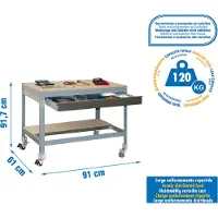 Simon Rack Table de travail et de montage en métal sans parafousses SIMONWORK MOBILE BT0 BOX 900 GRIS/BOIS