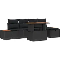 Syfax Ensemble de canapé de jardin 6 pcs Noir polyrotin