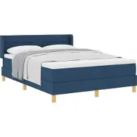 Syfax Lit à ressorts avec matelas Bleu 190 x 140 cm tissu