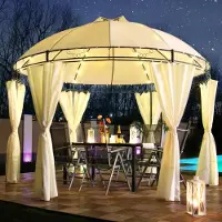 Swing&Harmonie LED - Pavillon Ø 350cm Lavo Garten Pavillion Rund Solar Pavilion Gartenzelt Designer Pavilon - rouge