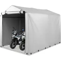 Costway Tente de garage 160 x 218 x 164 cm, abri de jardin étanche avec cadre métallique & porte zippée enroulable (gris argenté)