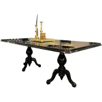 Casa Padrino Luxe Table de salle à manger baroque noir / or antique 225 x 115 x H. 80 cm - Table de salle à manger noble - Meubles de salle à manger de haute qualité dans le style baroque