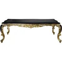 Casa Padrino Luxus Barock Esstisch Schwarz / Gold 230 x 114 x H. 80 cm - Somptueuse table de salle à manger en bois massif - Meubles de salle à manger de style baroque