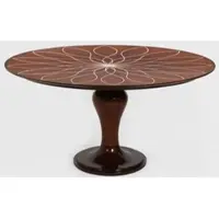 Casa Padrino Luxus Esstisch Braun / Weiß Ø 150 x H. 78 cm - Table de cuisine ronde en bois massif - Table de salle à manger - Meubles de salle à manger de luxe