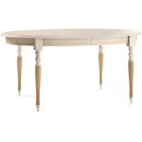 Casa Padrino Luxe Table de salle à manger baroque crème / or 160-360 x 110 x H. 77,5 cm - Table de salle à manger ovale extensible en bois massif - Meubles de salle à manger baroques
