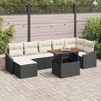Prolenta Maison Exclusive - Ensemble de canapés de jardin, 8 pièces, noir et crème