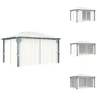 vidaXL Pavillon avec rideaux 400 x 300 cm Crème Aluminium - Pavillons & Tentes de réception