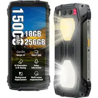 Blackview Téléphone portable outdoor BV7300, 15 000 mAh/45 W/7 W (recharge inversée), 18 Go + 256 Go, 6,67 pouces, 50 MP + 32 MP, sans abonnement, lampe de camping 800 lm, Gemini, NFC