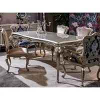Casa Padrino Luxe Table de salle à manger baroque argent - Somptueuse table de salle à manger en bois massif - Somptueux meubles de salle à manger baroques