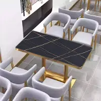 360Home Longue table, table à manger, table basse, table de bar, bureau, noir or, 120 * 60 * 75 cm