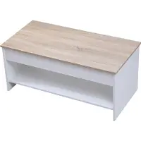 Happy Garden Table basse avec plateau relevable blanche et bois HEDDA