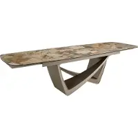 ANGEL CERDA SL Angel Cerdá Table de salle à manger ovale extensible Oval Barrel Porcelaine Marbre et taupe acier métallique 1152