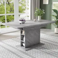 Flieks Table de salle à manger extensible, Table de cuisine rectangulaire, Table avec espace de rangement, 130x70x75, Gris