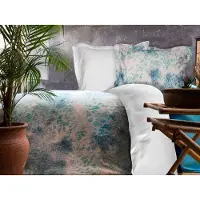 Darymex Draps de satin 160x200 Belize dans une boîte bleu turquoise centre réversible Luxe Premium