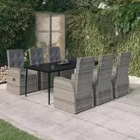 Prolenta Maison Exclusive - Ensemble de salle à manger d'extérieur 7 pièces avec coussins, gris