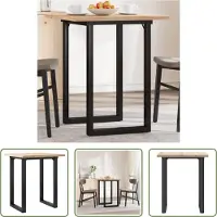 The Living Store Table de salle à manger O-Cadres 70x70x75,5 cm Pin massif & Fonte