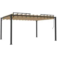 Syfax Tonnelle avec toit à persienne 3x4 m Taupe Tissu et aluminium