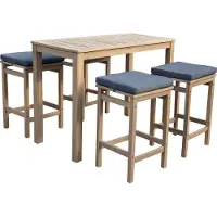 Happy Garden Mange debout ARUBA en acacia 4 places - coussins gris