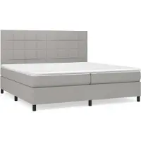 Syfax Sommier à lattes de lit avec matelas Gris clair 200x200cm Tissu