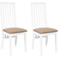 vidaXL Chaises de salle à manger avec coussins 2 pcs. Blanc Bois massif Hévéa