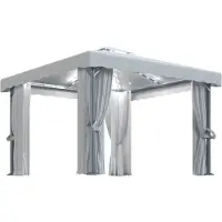 Syfax Tonnelle et rideau et guirlande lumineuse LED 3x3 m Blanc crème