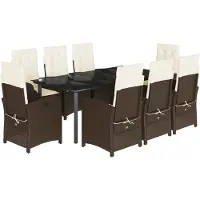 vidaXL Salon de jardin 9 pièces avec coussins Marron Poly rotin