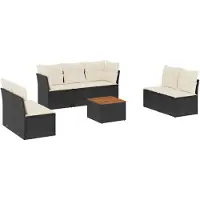 vidaXL Ensemble de jardin canapé 8 pièces avec coussins noir poly rotin