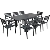 Happy Garden Salon de jardin VENEZIA extensible 90/180 en aluminium anthracite - 8 places