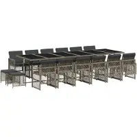 Syfax Ensemble à manger de jardin 17 pcs et coussins résine tressée