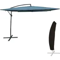 Happy Garden Parasol déporté MOLOKAI carré 2,7x2,7m bleu gris + housse