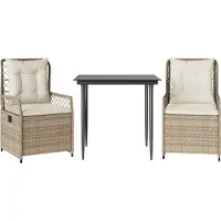 vidaXL Ensemble de jardin 3 pièces avec coussins Beige Poly Rattan