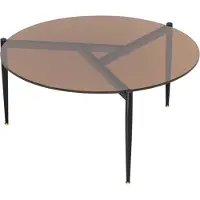 Sonstiges Table basse en verre doré 80×80x40 cm - Table de salon ronde moderne