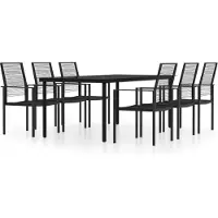 Syfax Ensemble à manger de jardin 7 pcs Noir