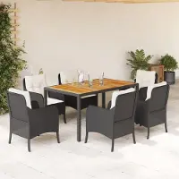 Prolenta Maison Exclusive - Ensemble à manger de jardin coussins 7pcs Noir Résine tressée