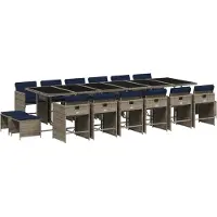 Syfax Ensemble à manger de jardin 17 pcs et coussins résine tressée
