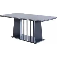 Casa Padrino Luxe Table de salle à manger Bleu / Argent 182 x 92 x H. 77 cm - Table de salle à manger - Table de cuisine - Meubles de salle à manger nobles