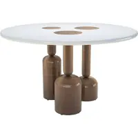 Demotex GmbH Casa Padrino Table de salle à manger de luxe Blanc / Bronze Ø 150 cm - Meubles d'hôtel et de restaurant de luxe
