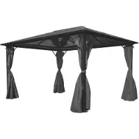 The Living Store Pavillon avec rideaux Anthracite Aluminium 400 x 300 cm