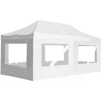 Syfax Tente de réception pliable avec parois Aluminium 6 x 3 m Blanc