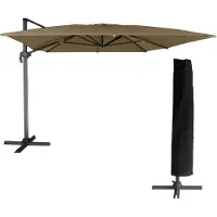 Happy Garden Parasol déporté MOLOKAI rectangulaire 3x4m taupe + housse