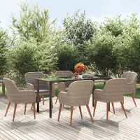 Prolenta Maison Exclusive - Ensemble de salon de jardin 7 pièces avec coussins marron