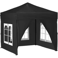 Syfax Tente de réception pliable avec parois Noir 2x2 m