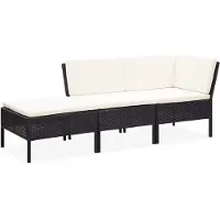 Prolenta Maison Exclusive - Salon de jardin 3 pièces avec coussins en polyrotin noir
