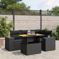 Prolenta Maison Exclusive - Salon de jardin 5 pcs avec coussins noir résine tressée