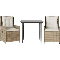 vidaXL Ensemble de jardin 3 pièces avec coussins Beige Poly Rattan