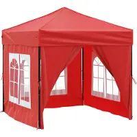 Syfax Tente de réception pliable avec parois Rouge 2x2 m