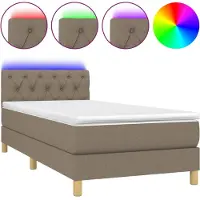 Syfax Sommier à lattes de lit avec matelas LED Taupe 80x200cm Tissu