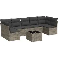 vidaXL Ensemble de jardin canapé 8 pièces avec coussins Gris Poly rotin